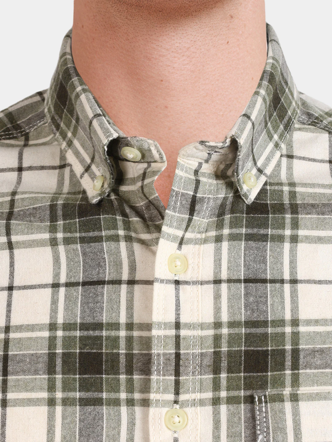 Men's Green Slim Fit Checkered Casual Shirt - Image 3