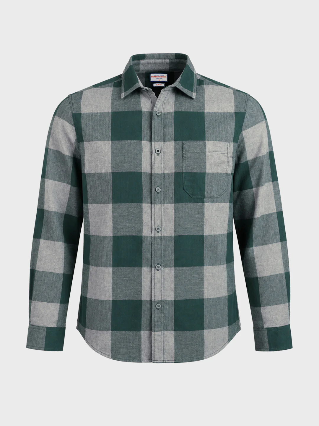 Men's Green Slim Fit Checkered Casual Shirt - Image 6