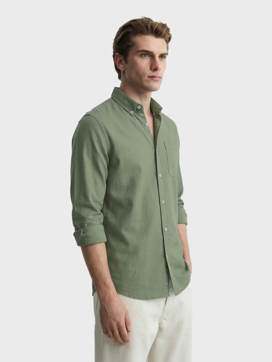 Men's Green Oversized Fit Solid Casual Shirt - Image 4