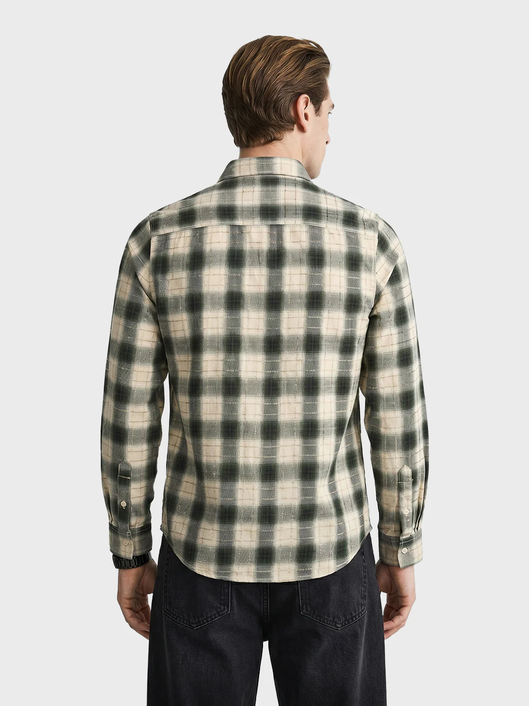 Men's Green Slim Fit Checkered Casual Shirt - Image 5