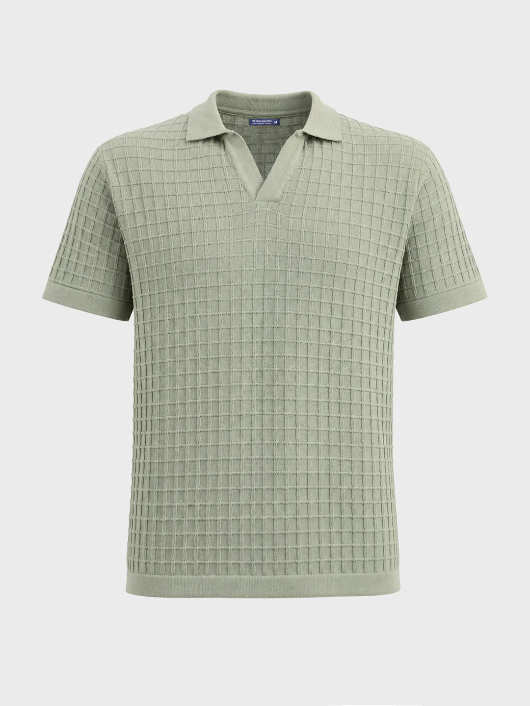 Men's Green Slim Fit Solid Flat Knit Polos - Image 6