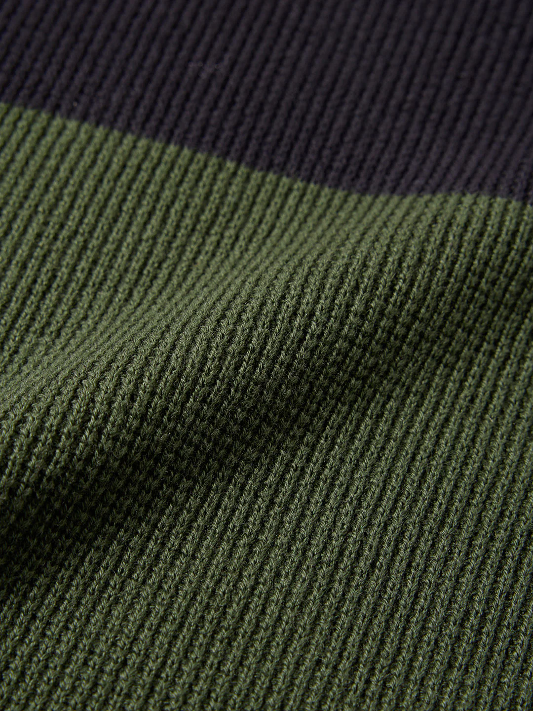 Men's Green Slim Fit Striped Flat Knit Polo T-Shirt - Image 7