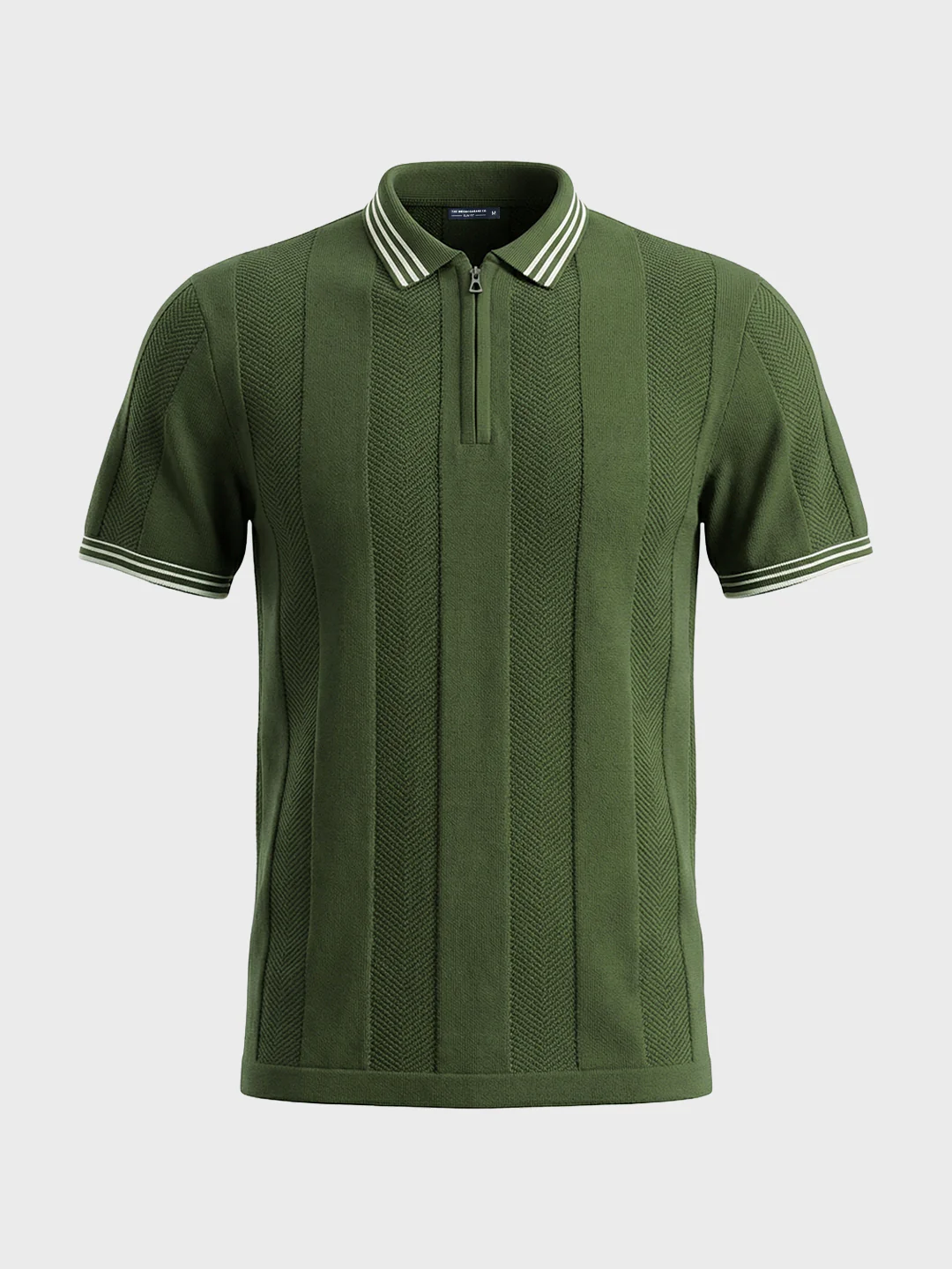Men's Green Slim Fit Solid Casual Polo T-Shirt - Image 6