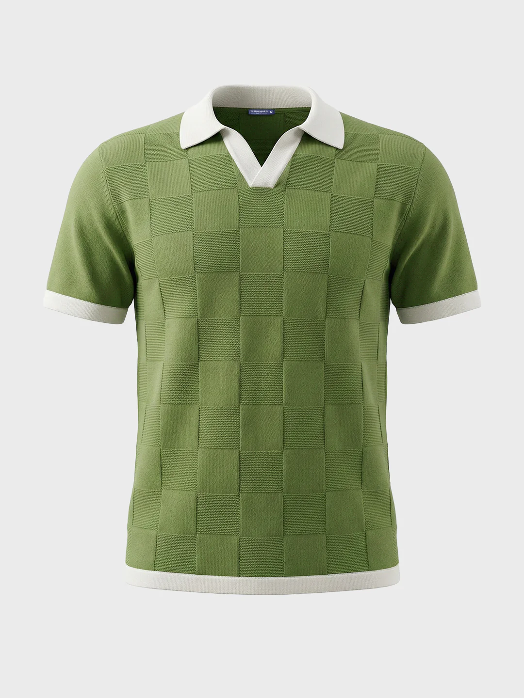 Men's Green Slim Fit Solid Flat Knit Polo T-Shirt - Image 5