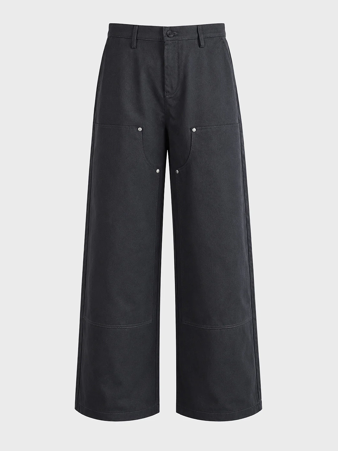 Men's Grey Baggy Fit Solid Utility Trousers - Image 7