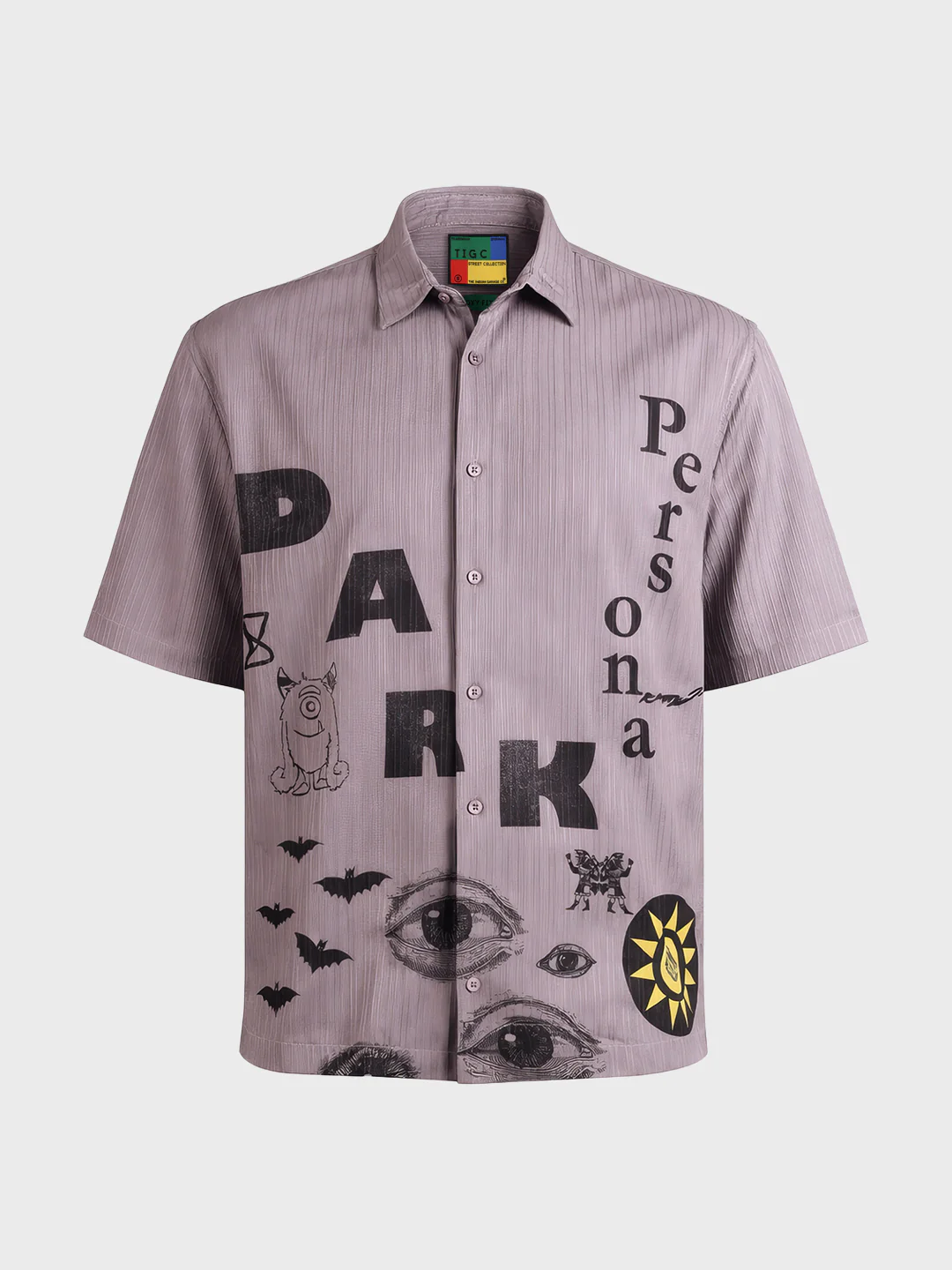 Men's Grey Boxy Fit Graphic Printed Casual Shirt - Image 5