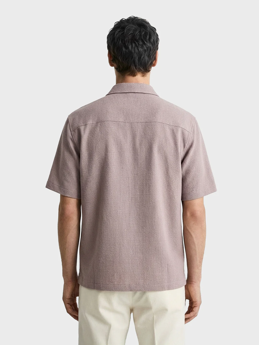 Men's Grey Boxy Fit Textured Resort Wear Shirt - Image 2