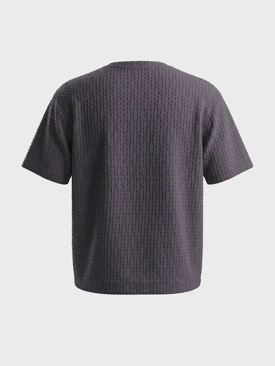 Men's Grey Boxy Fit Textured Resort Wear T-Shirt - Image 6