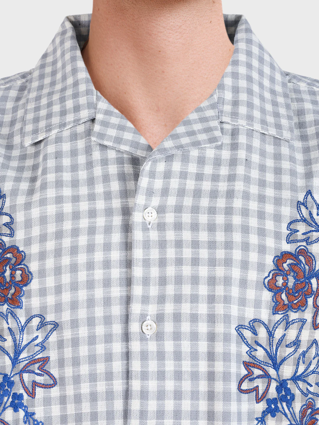 Men's Grey Oversized Fit Embroidered Resort Wear Coordinates - Image 3