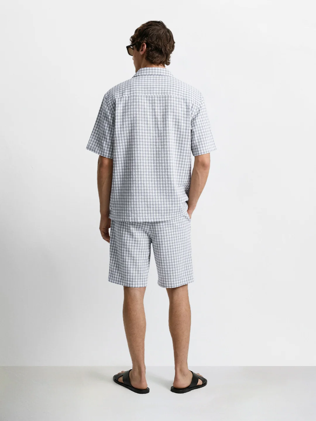 Men's Grey Oversized Fit Embroidered Resort Wear Coordinates - Image 5