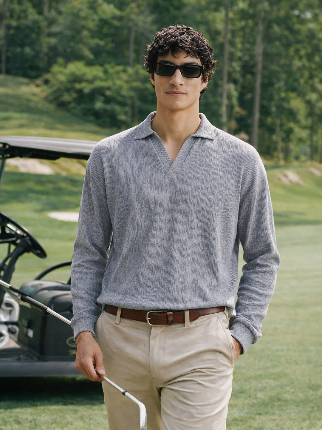 Men's Grey Oversized Fit Textured Casual T-Shirts