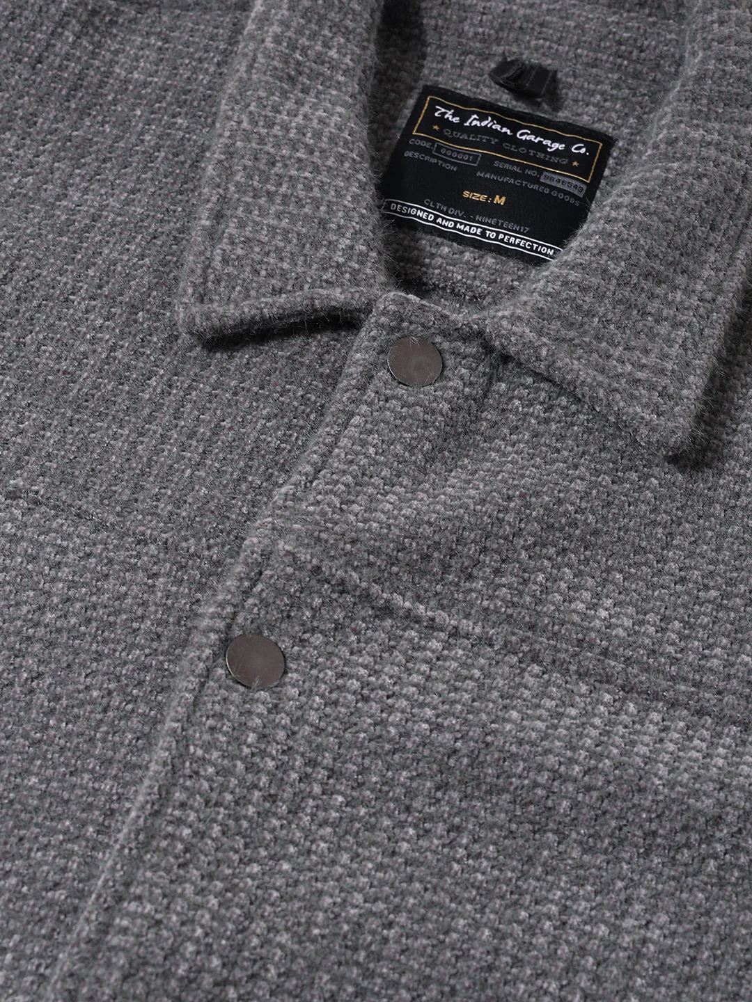 Men's Grey Regular Fit Solid Casual Biker Jacket - Image 3