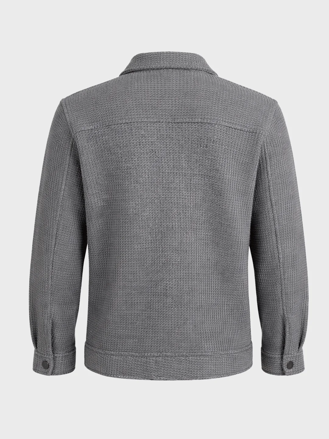 Men's Grey Regular Fit Solid Casual Biker Jacket - Image 5