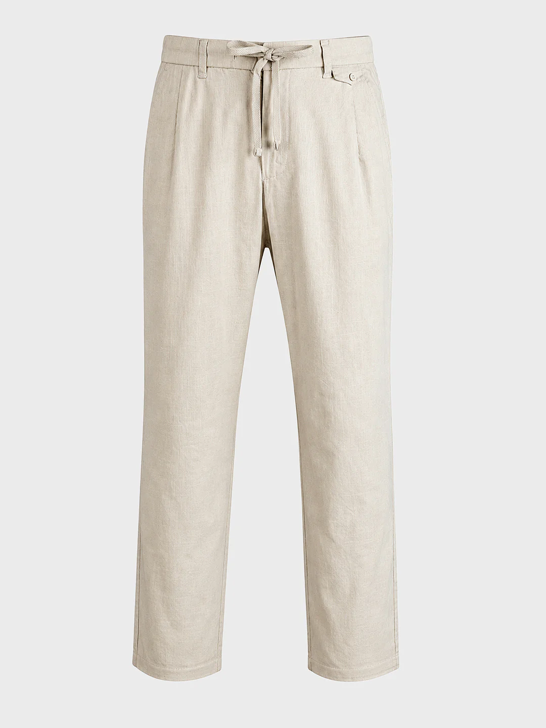 Men's Cream Regular Fit Solid Casual Trousers - Image 7