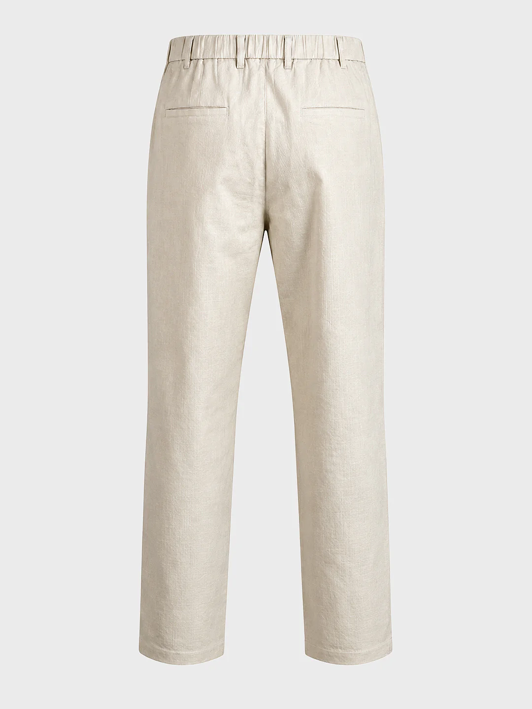 Men's Cream Regular Fit Solid Casual Trousers - Image 8