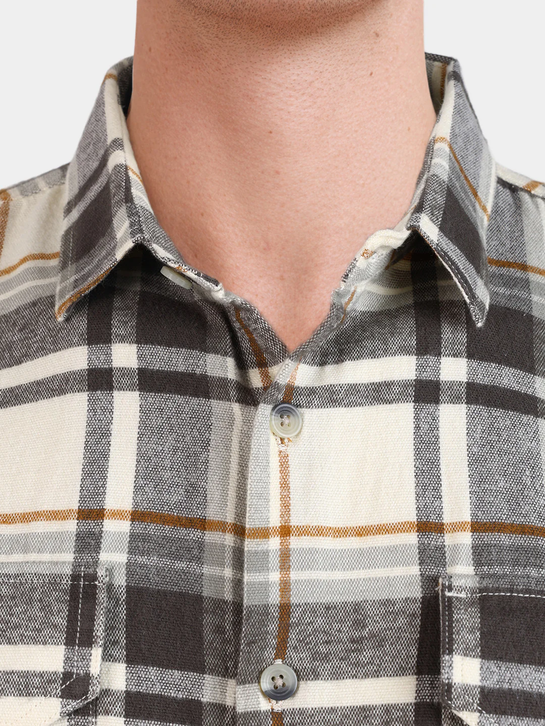 Men's Grey Relaxed Fit Checkered Casual Shirt - Image 3