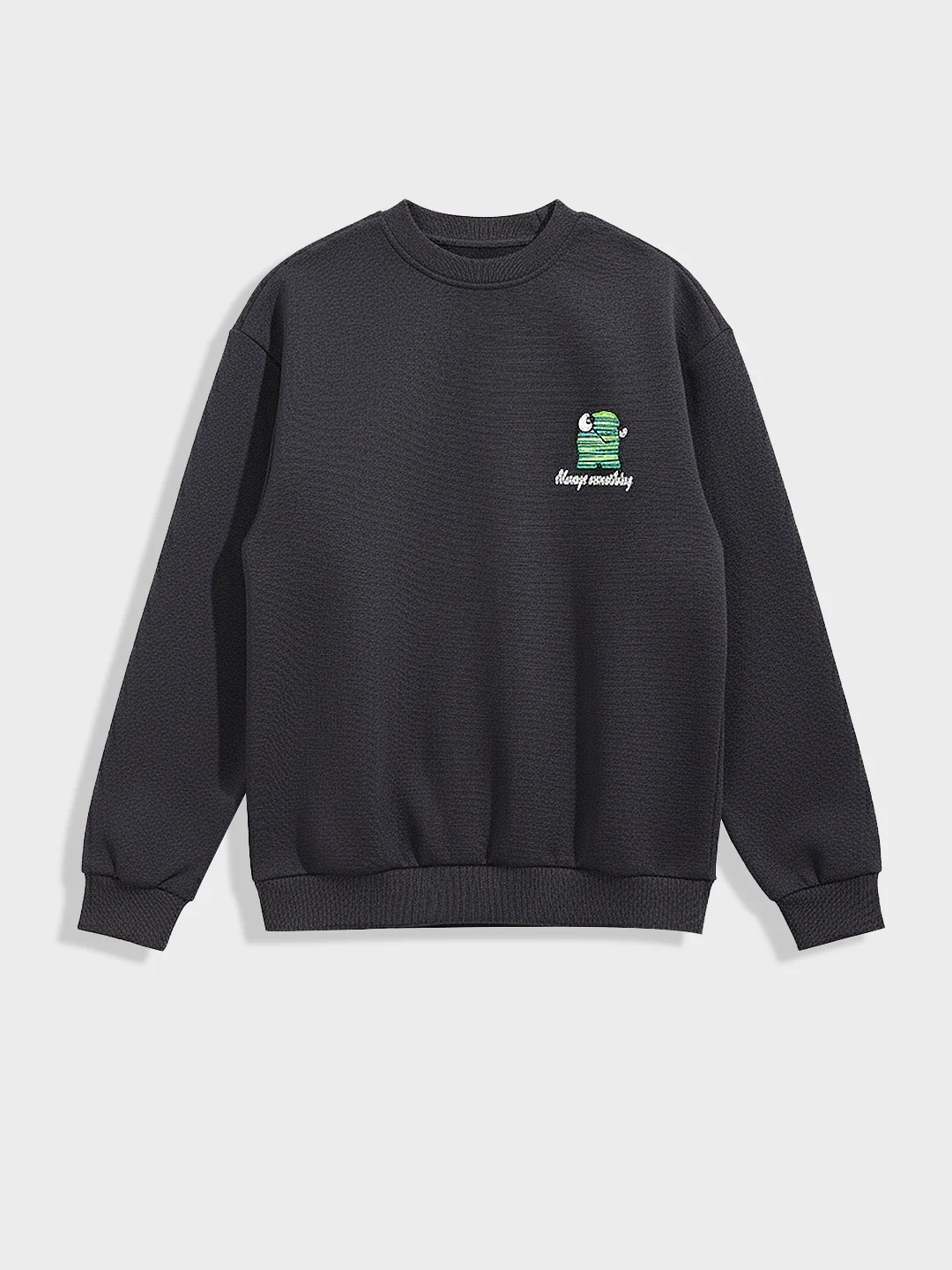 Men's Grey Relaxed Fit Embroided Casual Sweatshirt - Image 4
