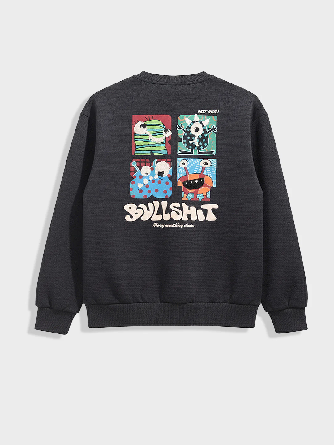 Men's Grey Relaxed Fit Embroided Casual Sweatshirt - Image 5