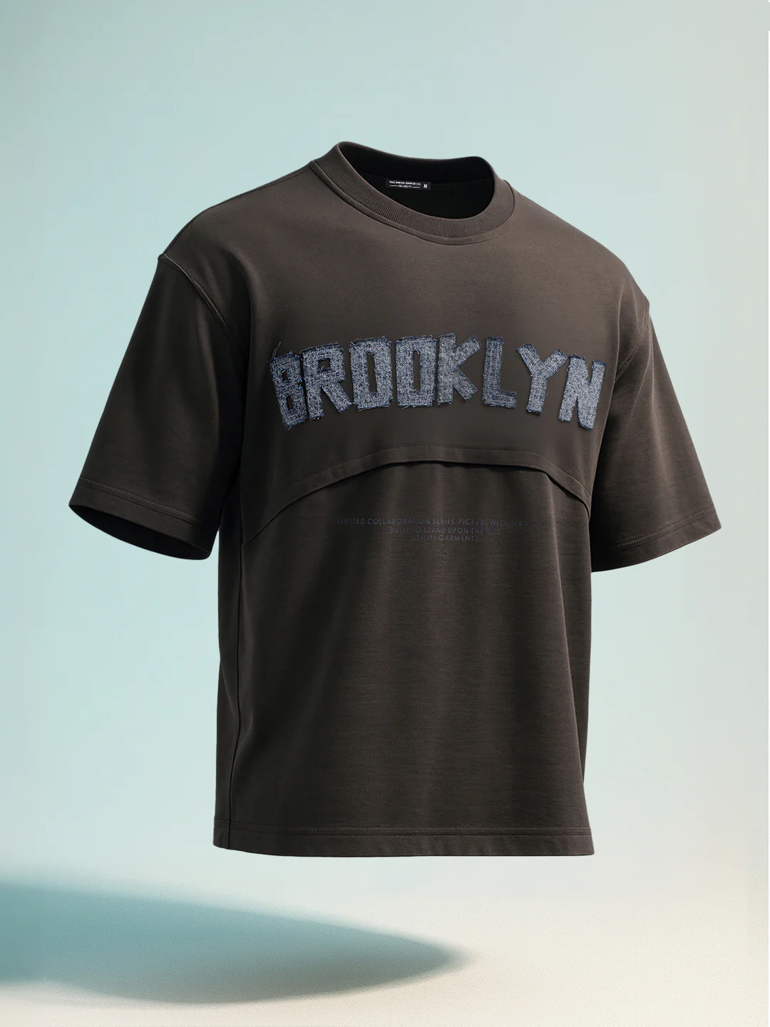 Men's Grey Relaxed Fit Embroided 240 GSM Casual T-Shirt - Image 8