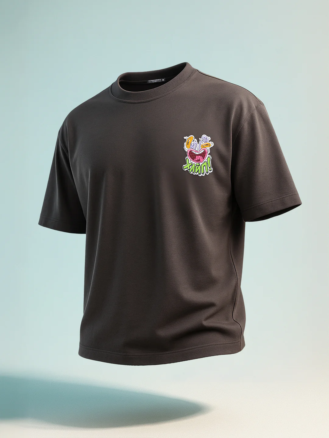 Men's Grey Relaxed Fit Embroided 240 GSM Graphic  T-Shirt - Image 10