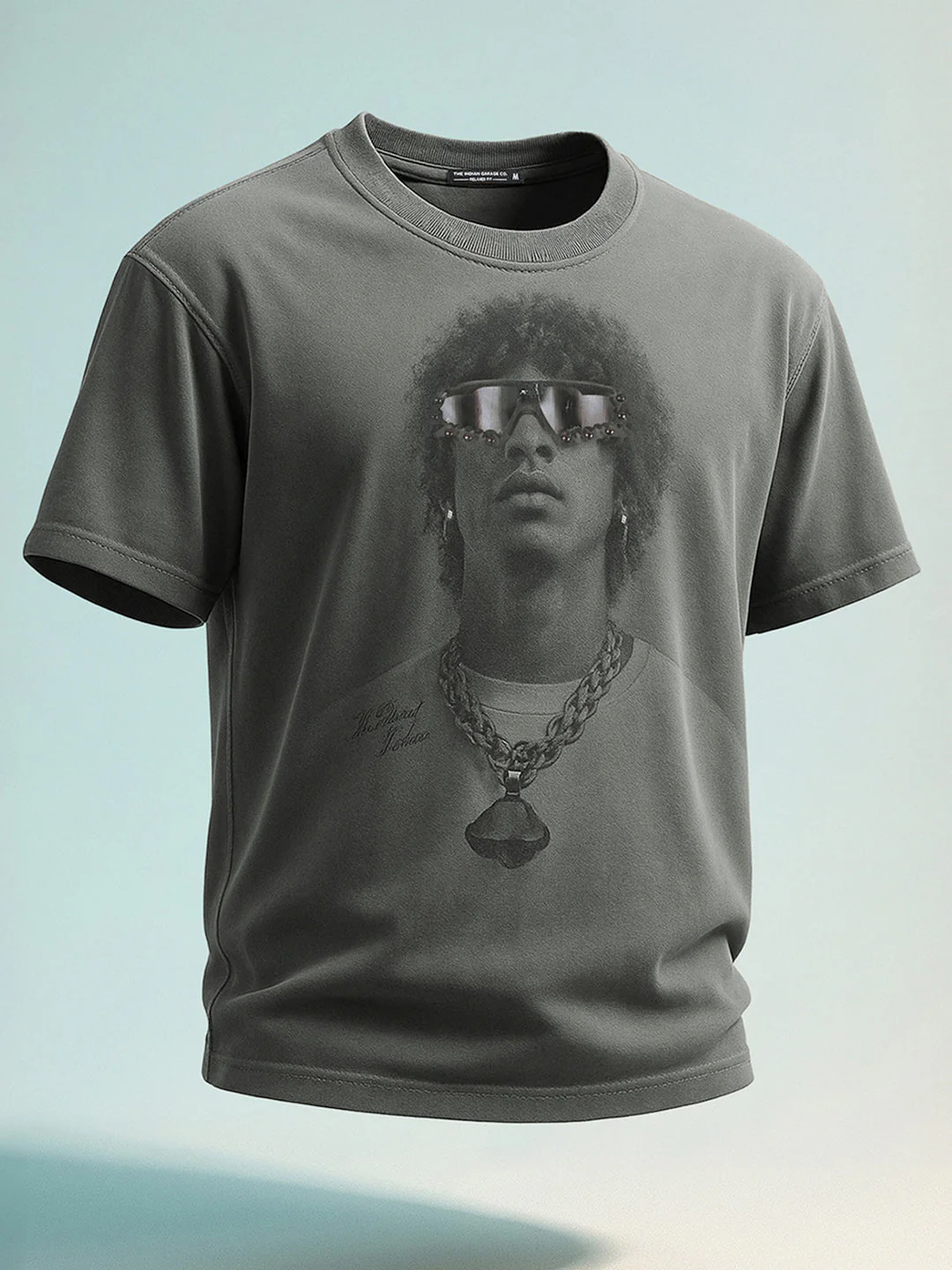 Men's Grey Relaxed Fit Graphic Printed 240 GSM Street Wear T-Shirt - Image 6