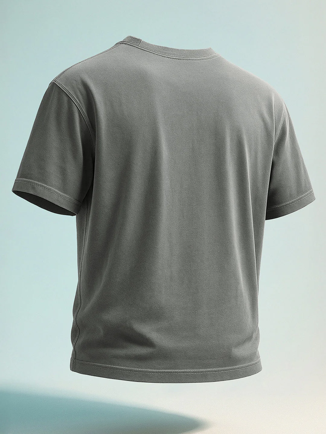 Men's Grey Relaxed Fit Graphic Printed 240 GSM Street Wear T-Shirt - Image 7