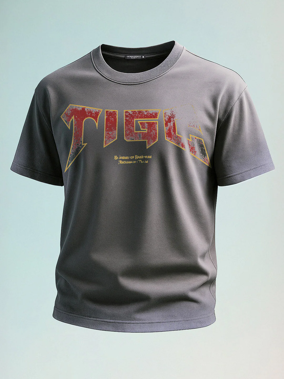 Men's Grey Relaxed Fit Graphic Printed 240 GSM Street Wear T-Shirt - Image 6