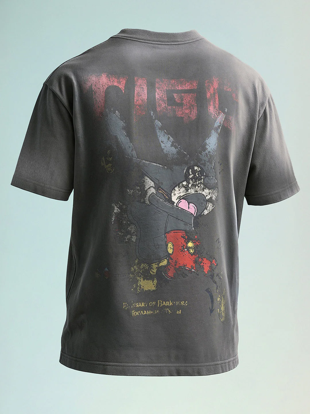 Men's Grey Relaxed Fit Graphic Printed 240 GSM Street Wear T-Shirt - Image 7