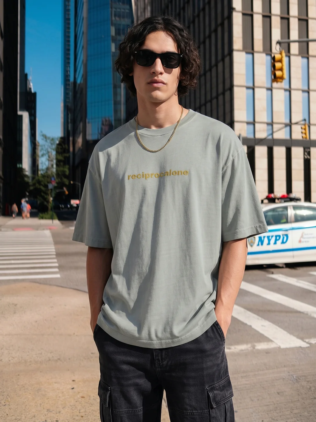 Men's Grey Relaxed Fit Graphic Printed 240 GSM Street Wear T-Shirt