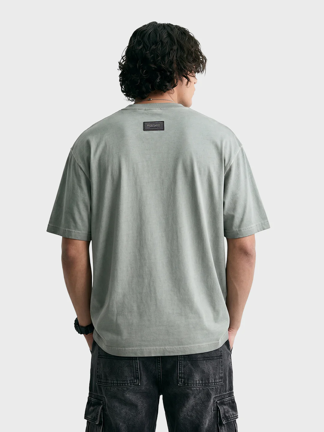Men's Grey Relaxed Fit Graphic Printed 240 GSM Street Wear T-Shirt - Image 5