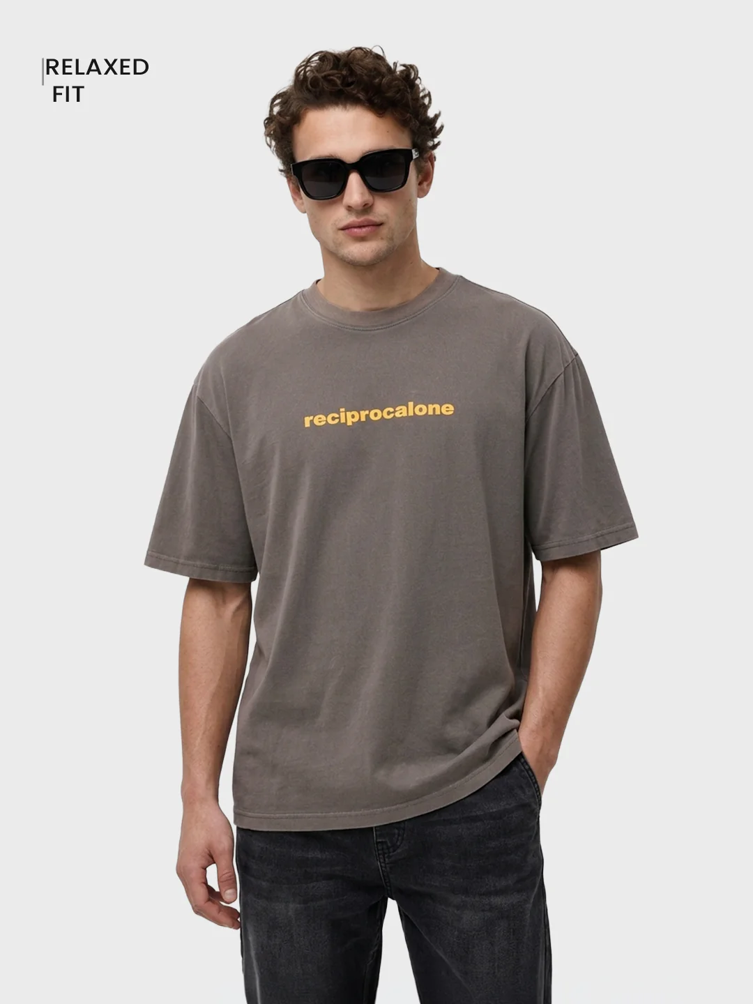 Men's Grey Relaxed Fit Graphic Printed 240 GSM Street Wear T-Shirt - Image 2