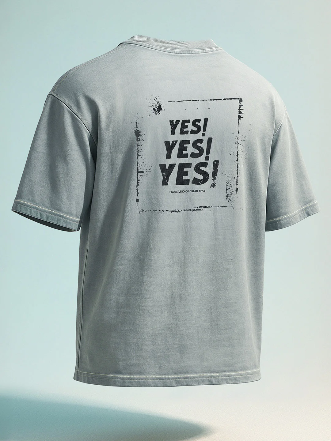 Men's Grey Relaxed Fit Graphic Printed 240 GSM Street Wear T-Shirt - Image 7