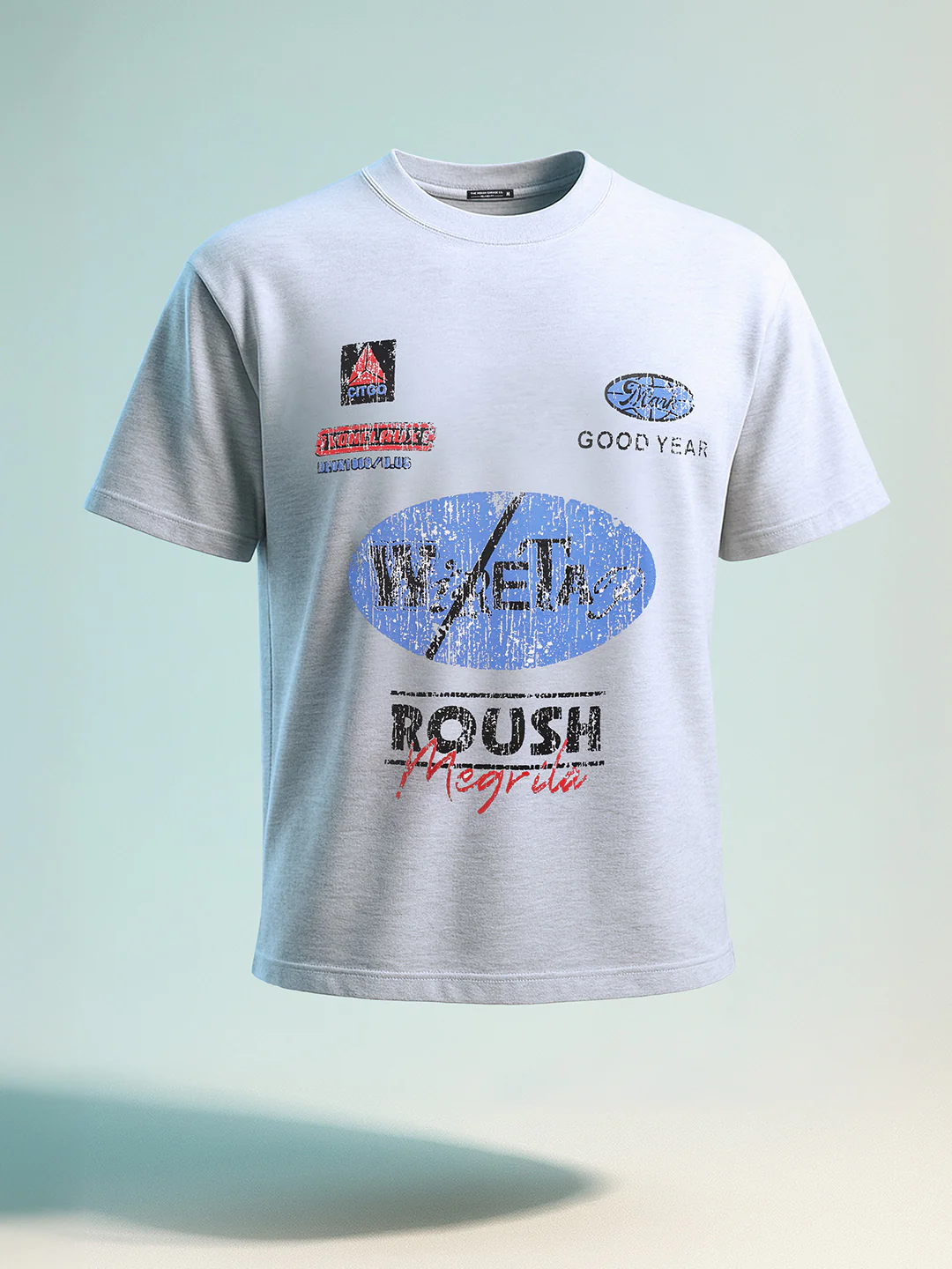 Men's Grey Relaxed Fit Graphic Printed 240 GSM Street Wear T-Shirt - Image 6