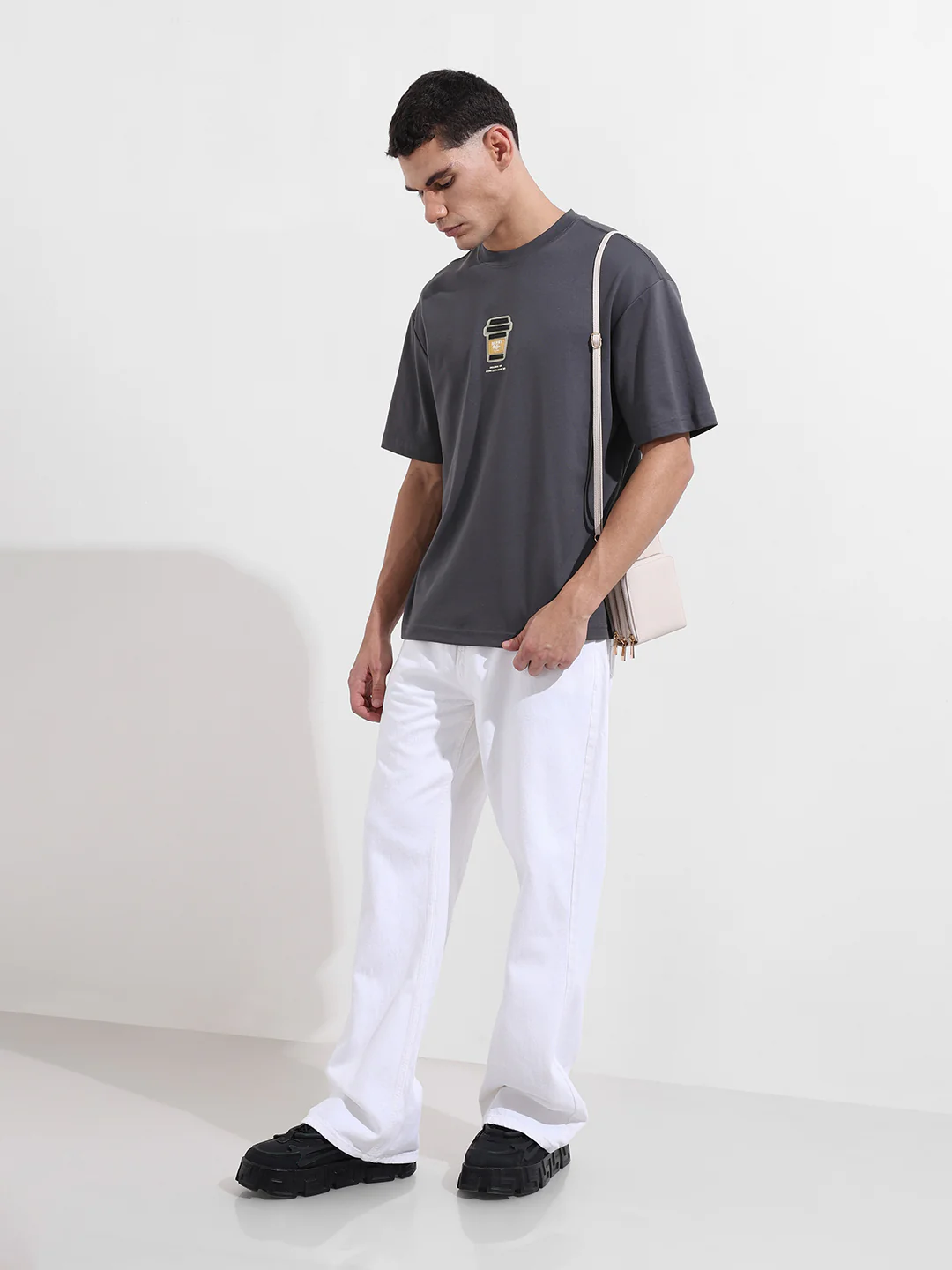 Men's Grey Relaxed Fit Printed 240 GSM Street Wear T-Shirt - Image 11