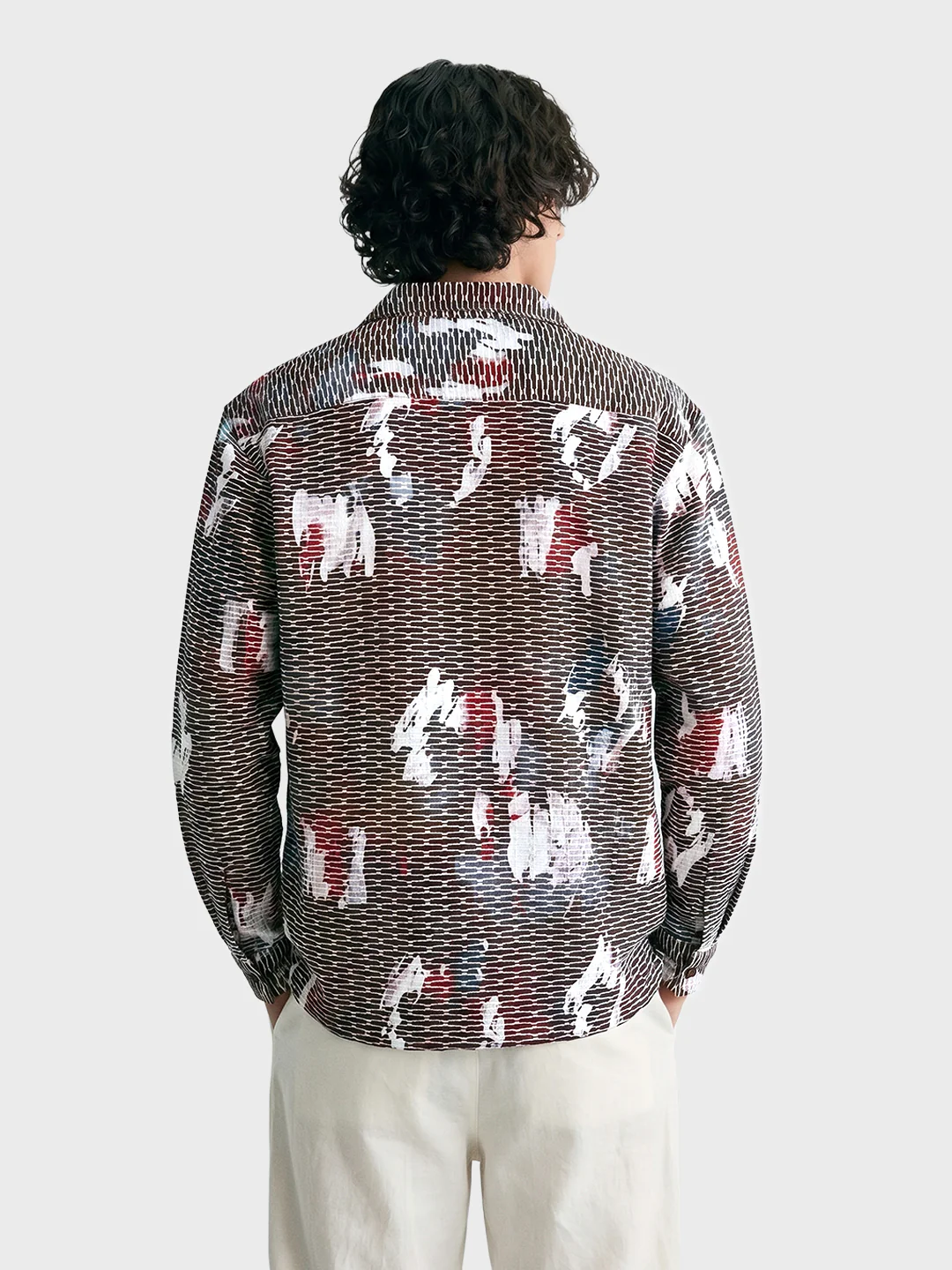 Men's Grey Relaxed Fit Solid Casual Shirt - Image 5