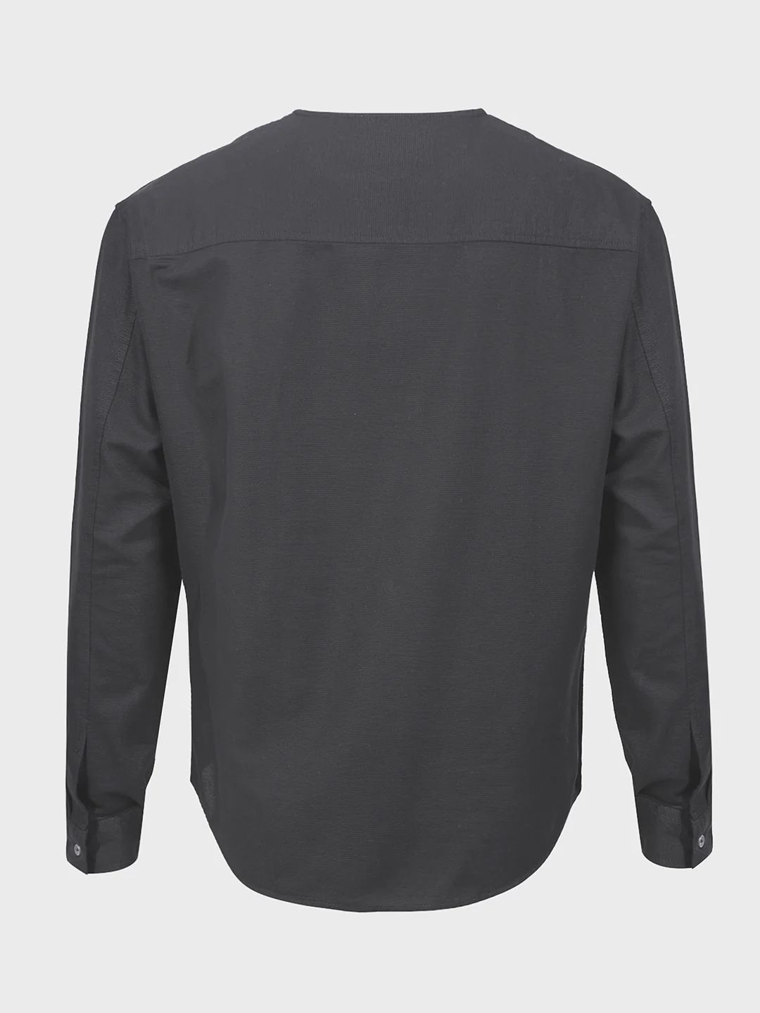 Men's Grey Relaxed Fit Solid Casual Shirt - Image 5