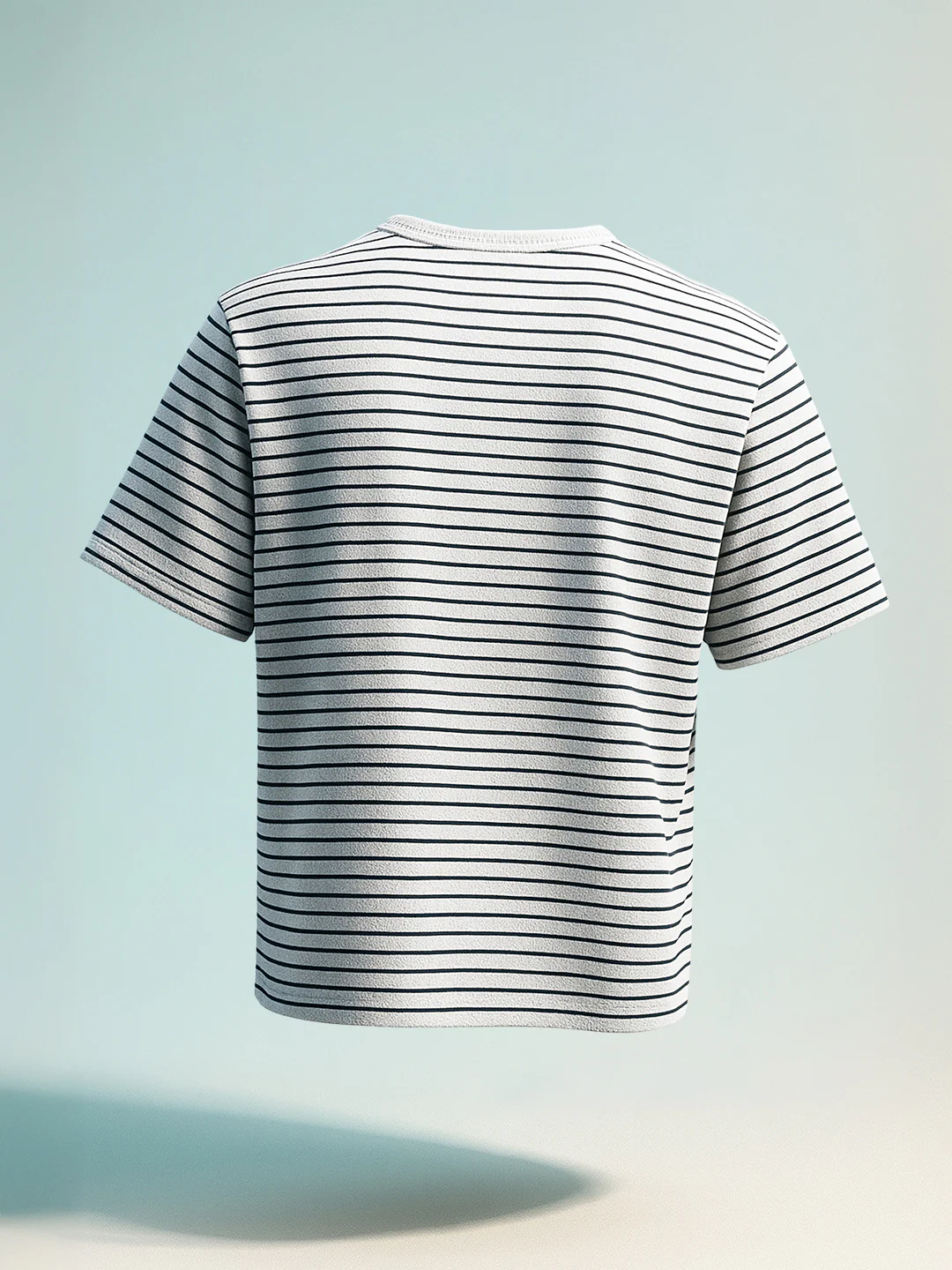 Men's Grey Relaxed Fit Striped 240 GSM Street Wear T-Shirt - Image 8