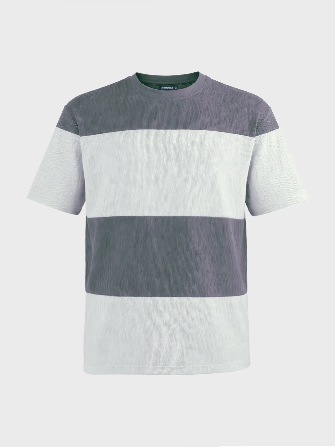 Men's Grey Relaxed Fit Textured Casual T-Shirts - Image 5