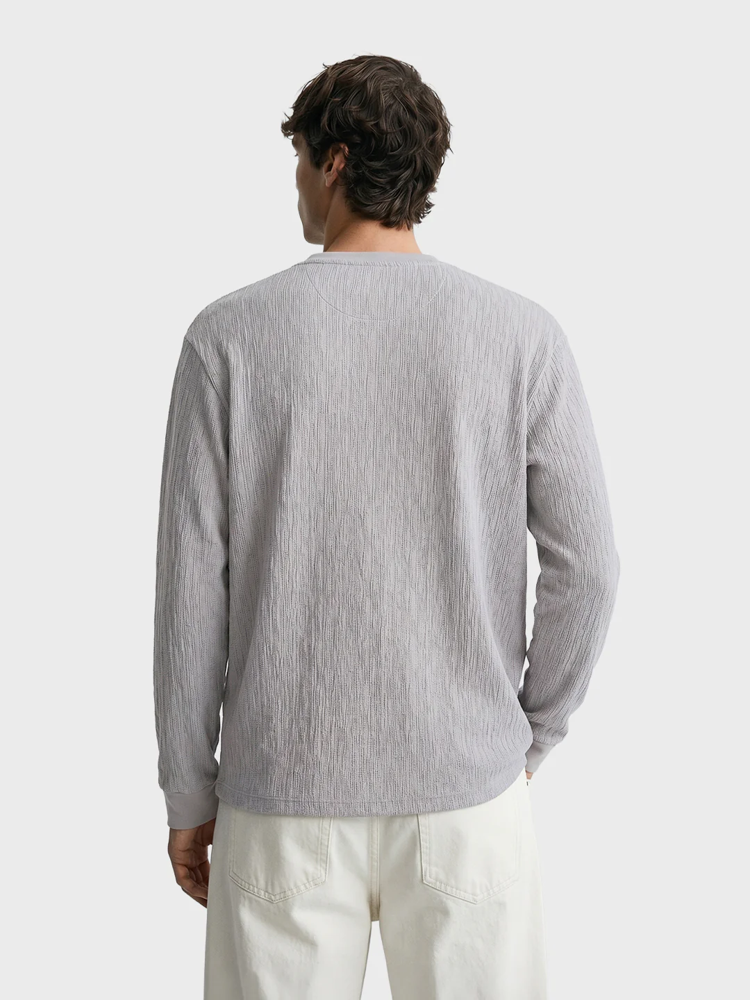 Men's Grey Relaxed Fit Solid Casual T-Shirts - Image 5