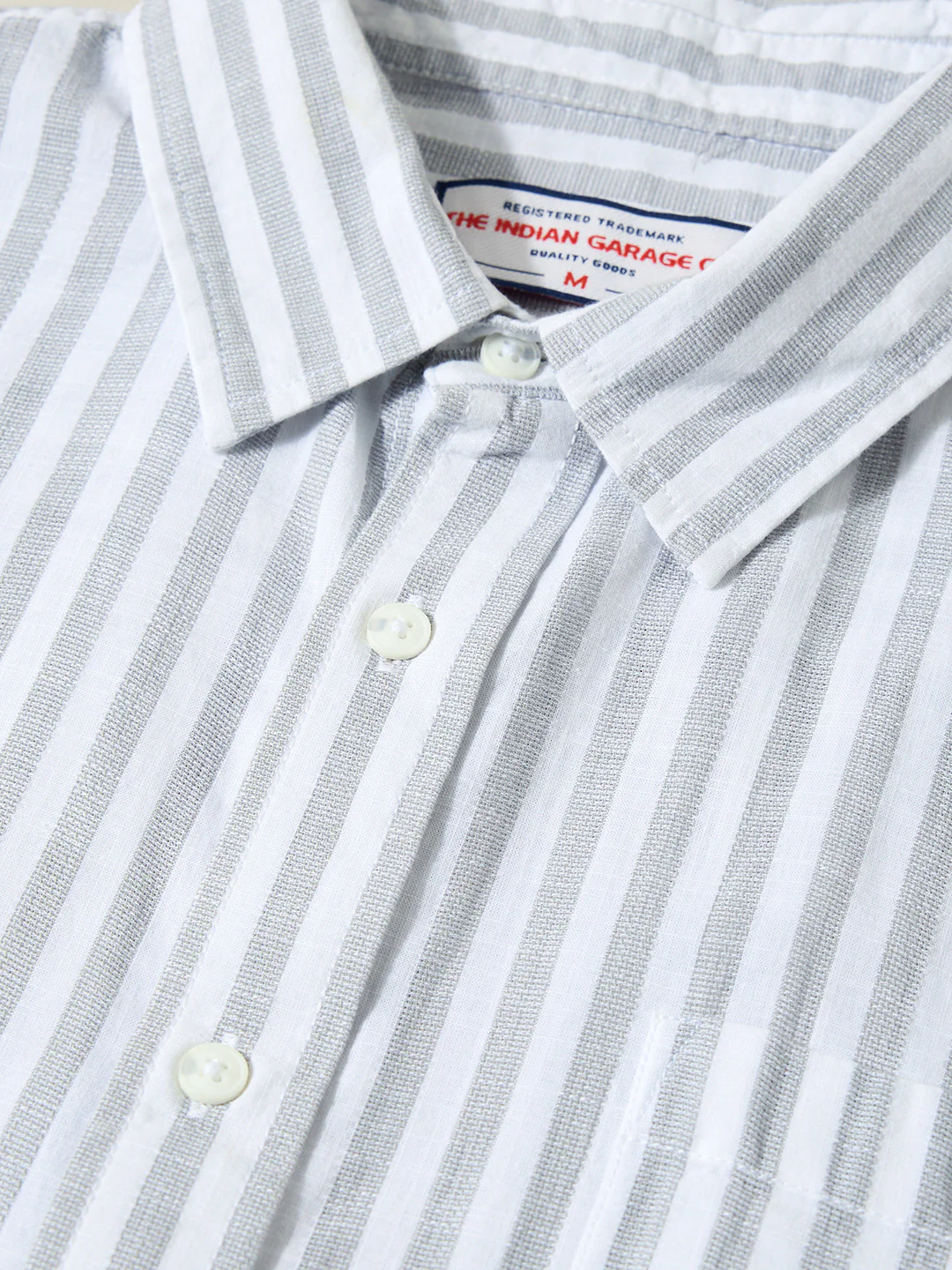 Men's Grey Super Relaxed Fit Vertical Stripes Casual Shirt - Image 3