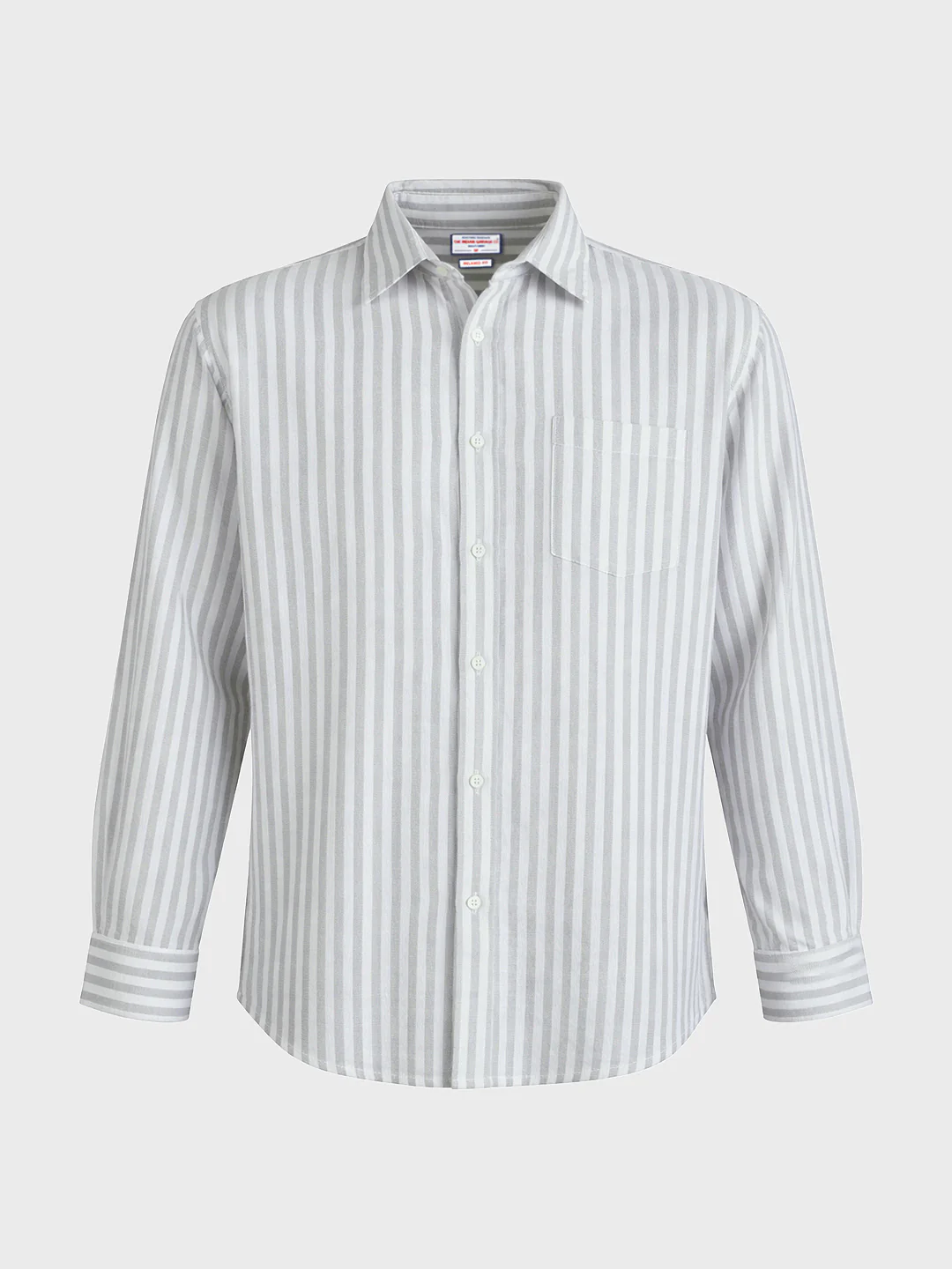Men's Grey Super Relaxed Fit Vertical Stripes Casual Shirt - Image 6