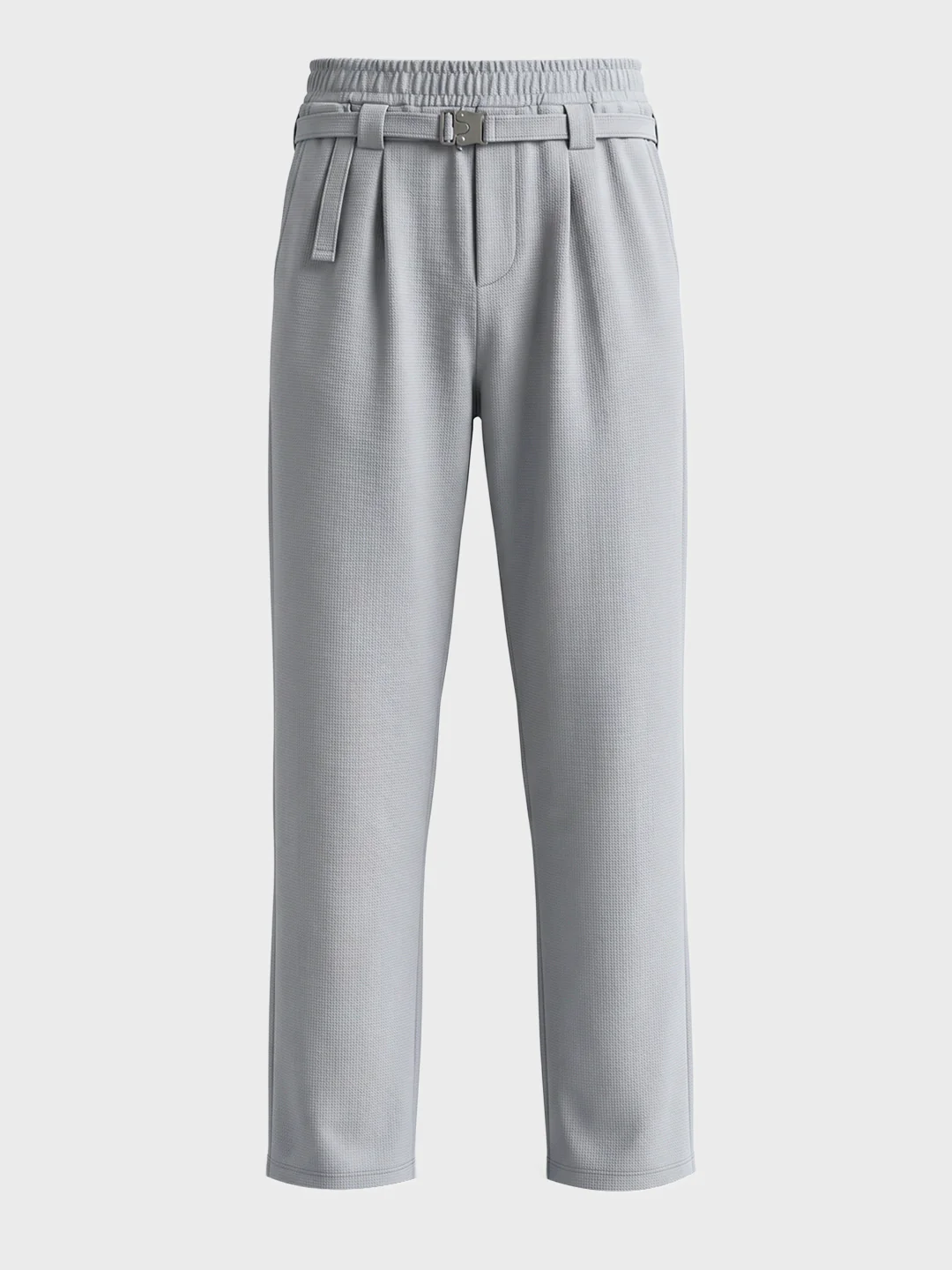 Men's Grey Relaxed Straight Fit Solid Casual Trousers - Image 7