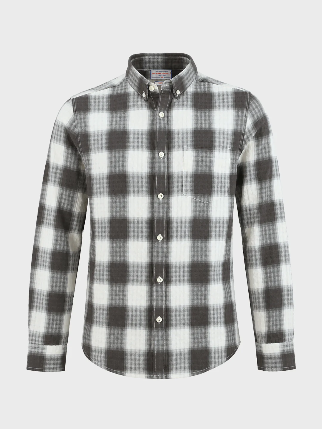 Men's Grey Slim Fit Checkered Casual Shirt - Image 6
