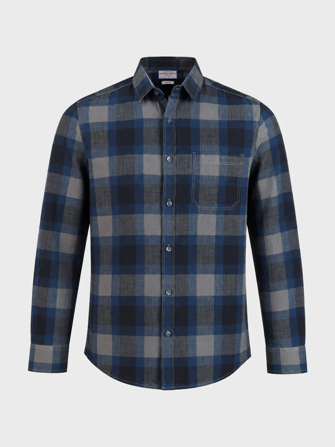 Men's Grey Slim Fit Checkered Casual Shirts - Image 6