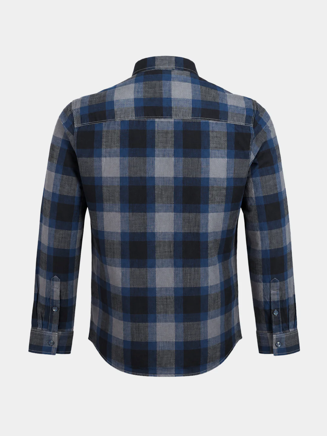 Men's Grey Slim Fit Checkered Casual Shirts - Image 7