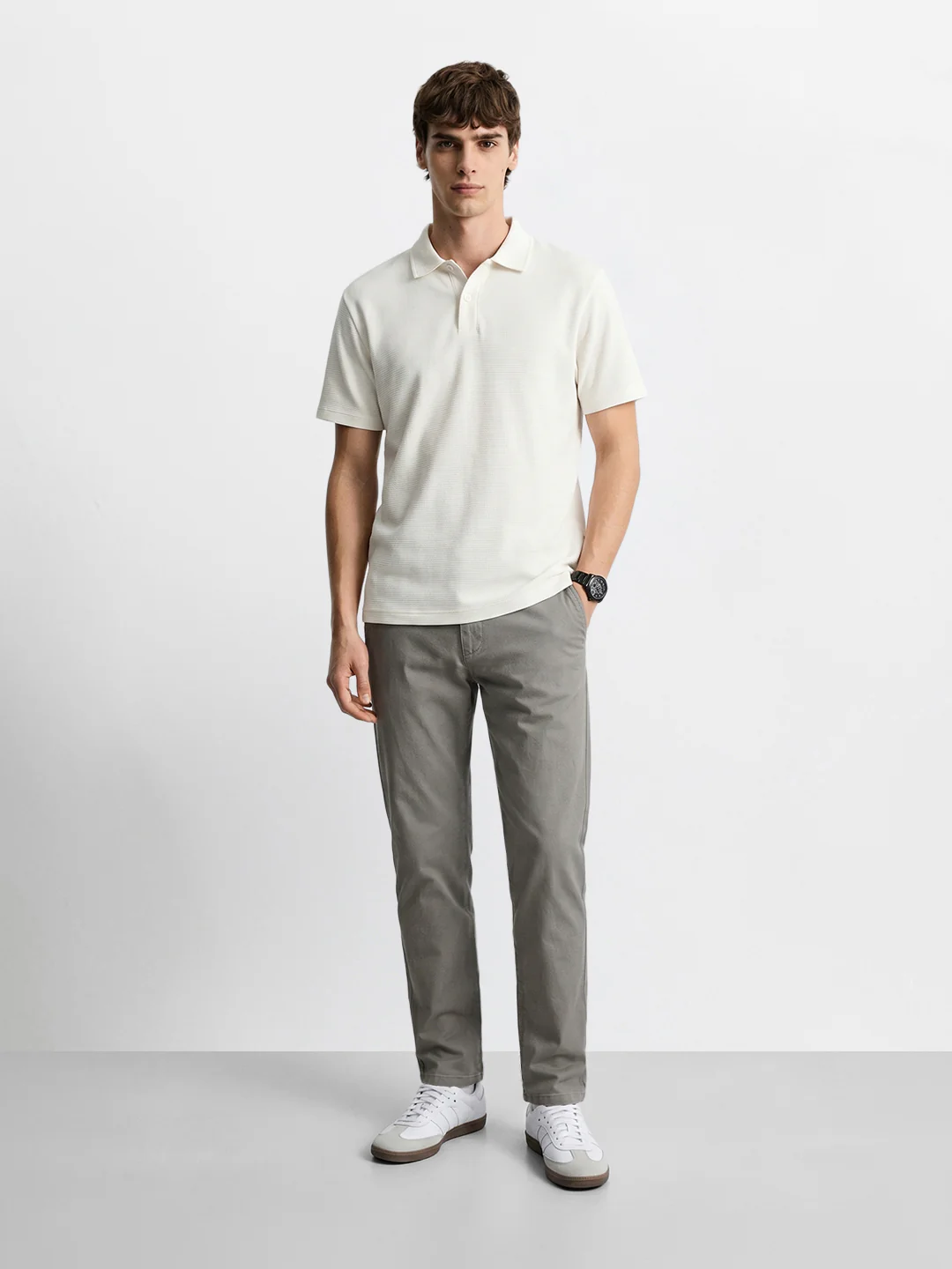 Men's Grey Slim Fit Solid Casual Chino - Image 6