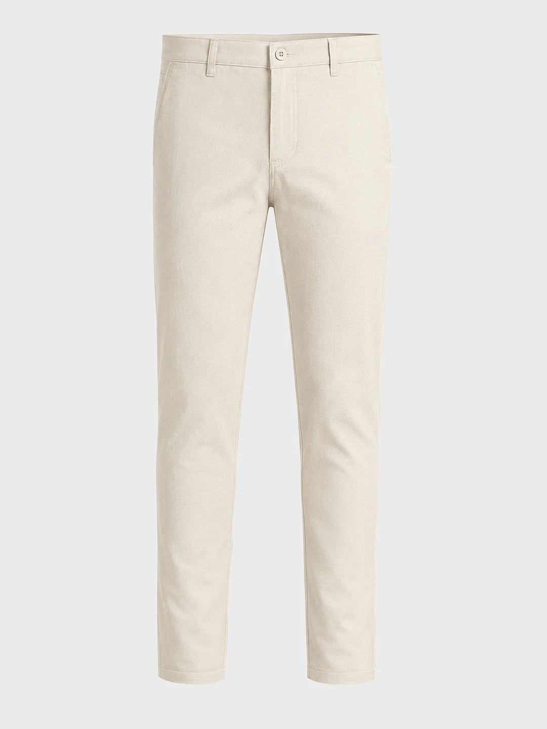 Men's Cream Slim Fit Solid Casual Chinos - Image 7
