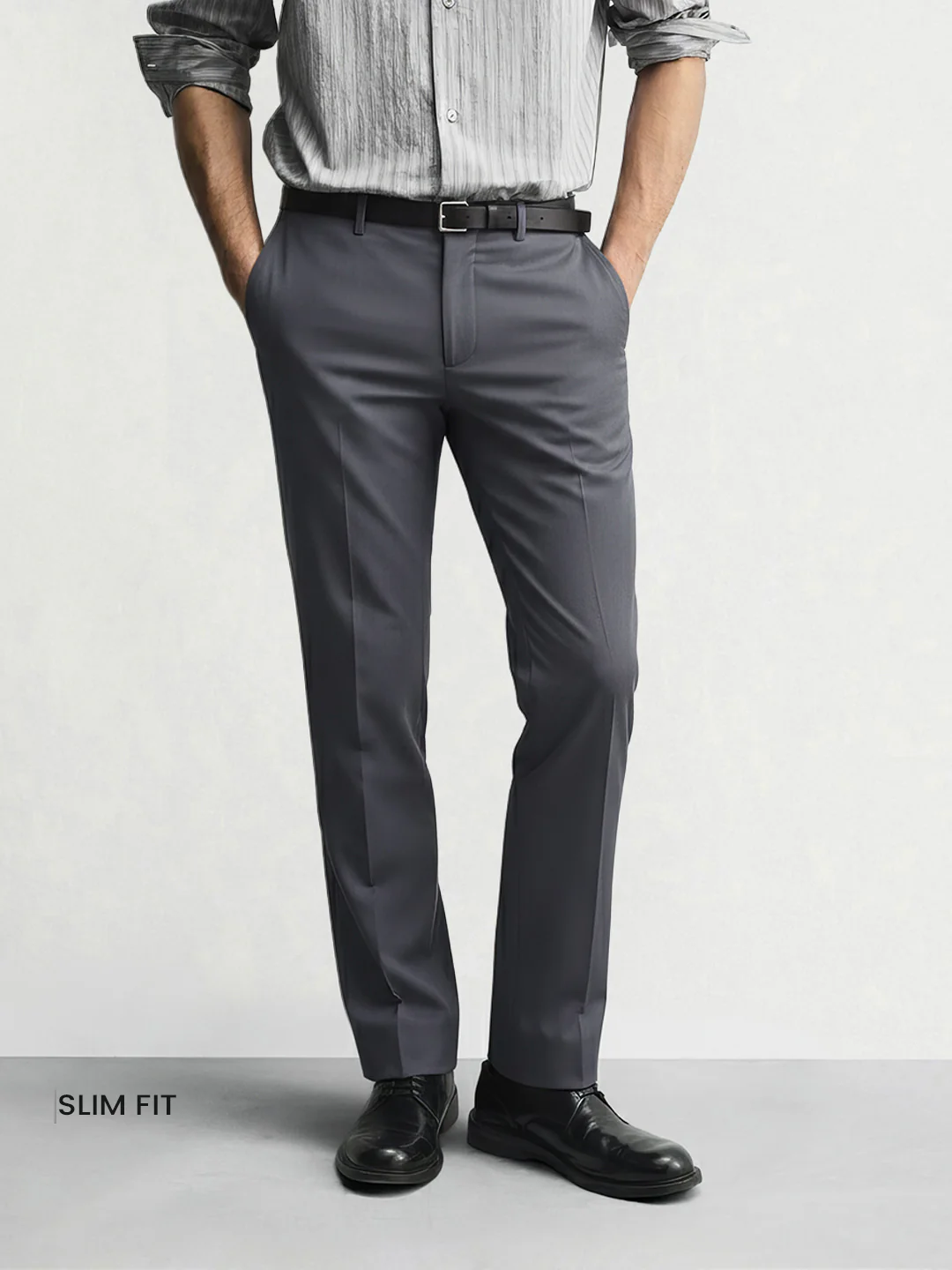 Men's Grey Slim Fit Solid Casual Chinos