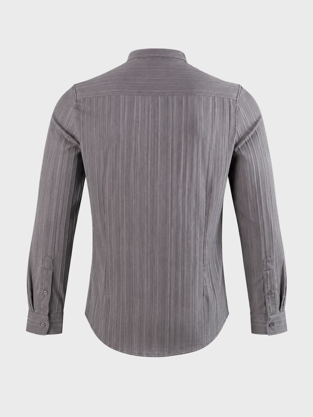 Men's Grey Slim Fit Solid Casual Shirt - Image 7