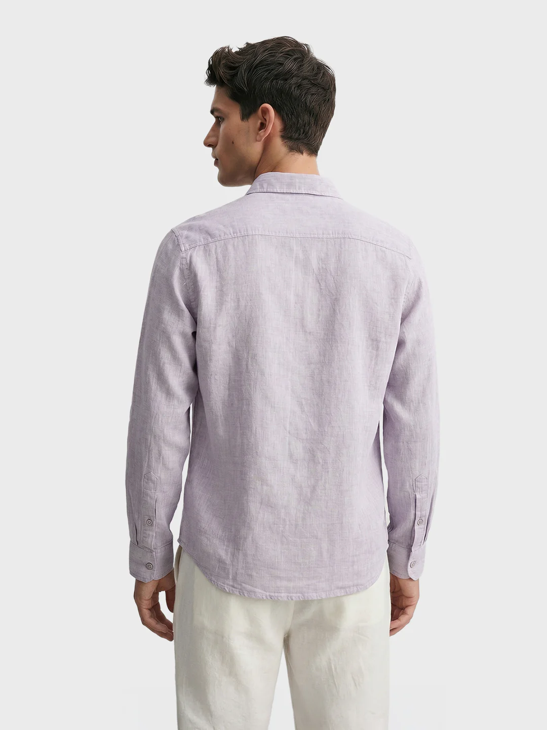 Men's Grey Slim Fit Solid Casual Shirt - Image 5